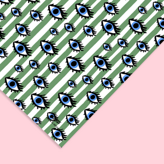 Green Striped Eyes Gift Wrap