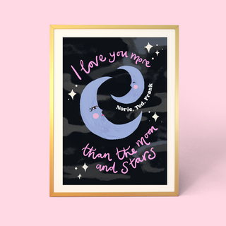 I Love You More Than the Moon and Stars Personalised Print