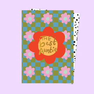 Best Auntie Retro Flower Card