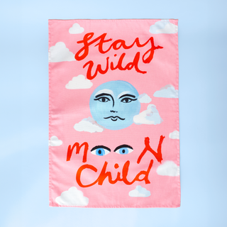 Stay Wild Moon Child Pink Tea Towel