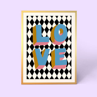 LOVE Harlequin Check Print