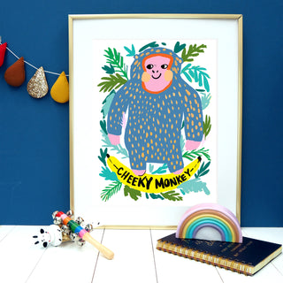 Eleanor Bowmer cheeky monkey kids artwork print