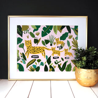 Leopard Family Personalised Print