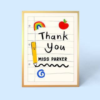 Thank You Teacher Notebook Personalised Print